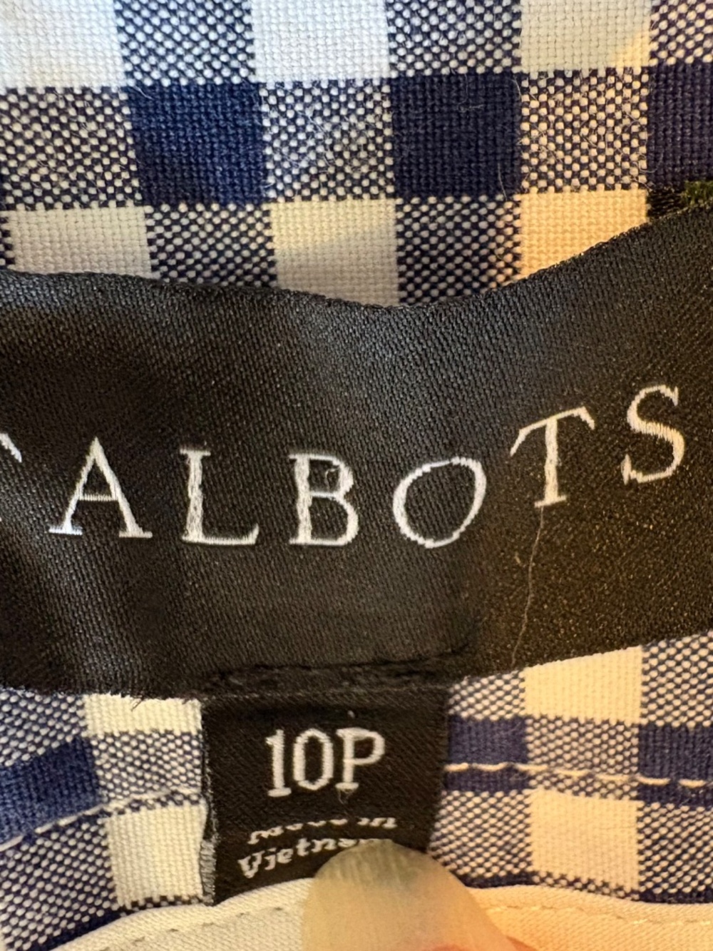 Talbots Slim Crop Preppy Gingham Pants in Navy Blue and White Size 10P - Picture 7 of 11